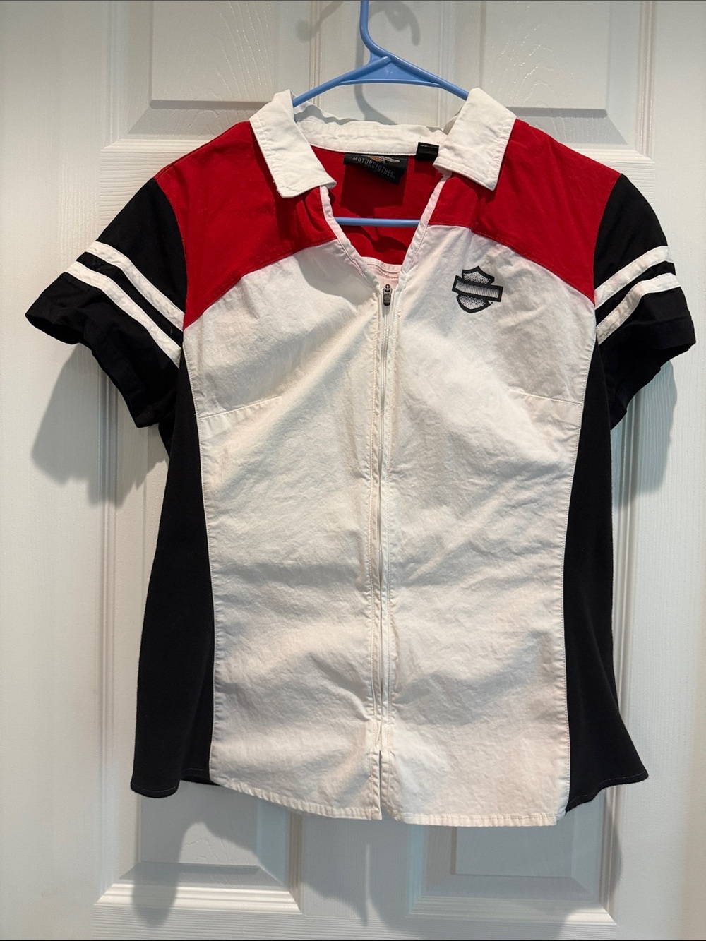Harley-Davidson White Red & Black Zip Polo Top - Girls